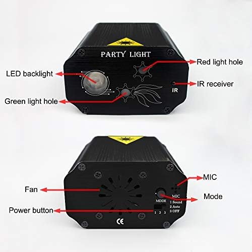 Photo 3 of Party Lights Dj Disco Lights, Strobe Stage Light Sound Activated Laser Llights Projector with Remote Control for Parties Bar Birthday Wedding Holiday Event Live Show Xmas Decorations Lights
