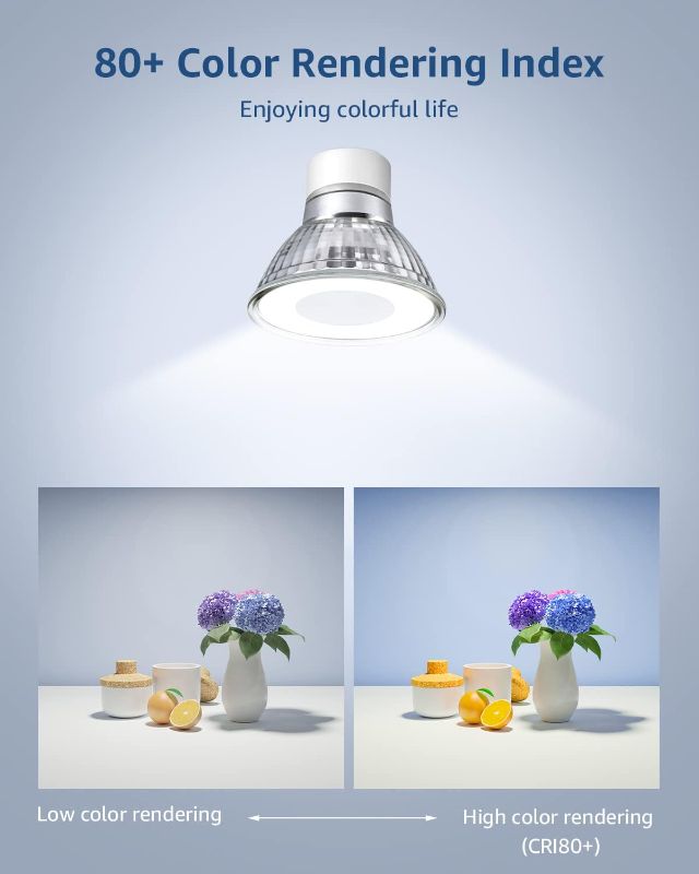 Photo 3 of LE GU10 LED Light Bulbs, 50W Halogen Equivalent, Non Dimmable, 5000K Daylight White Natural Light, LED Bulb Replacement for Recessed Track Lighting, 120 Degree Flood Beam, 3W 350LM
