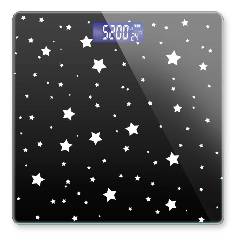 Photo 1 of Weight Scale Digital Bathroom Scale Scale for Body Weight 400 lbs Personalized Digital Scale with Backlit Display Easy Read(Battery Not Included) - Black and White Stars
