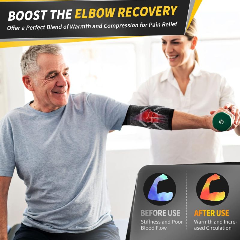 Photo 1 of CAMBIVO Pack Tennis Elbow Brace for Tendonitis and Tennis Elbow,Golfers Elbow, Arm Compression Sleeves for Women and Men, Forearm Support Pads for Weightlifting, Basketball and Workout (Size XL