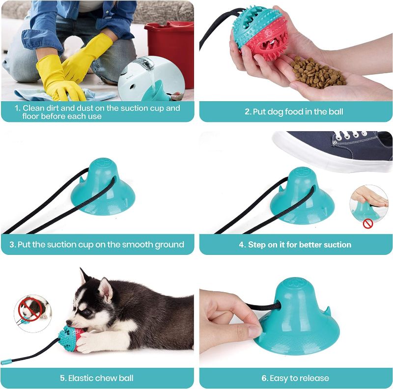 Photo 4 of Dog Toys for Aggressive Chewers Interactive Teething Boredom and Stimulating Tug of War Suction Cup Puzzle Indestructible Puppy Rope Enrichment Teeth Cleaning Ball Accessories for Small Large Dogs
