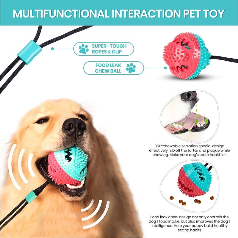Photo 2 of Dog Toys for Aggressive Chewers Interactive Teething Boredom and Stimulating Tug of War Suction Cup Puzzle Indestructible Puppy Rope Enrichment Teeth Cleaning Ball Accessories for Small Large Dogs
