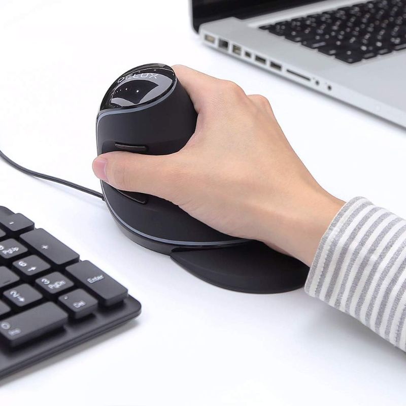 Photo 5 of DeLUX Ergonomic Mouse, Wired Large RGB Vertical Mouse with 6 Buttons, 4000DPI,Removable Wrist Rest for Carpal Tunnel(M618Plus RGB-Wired)
