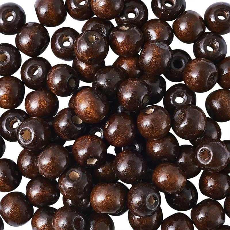 Photo 1 of AD Beads Wood Spacer Loose Wooden Craft Beads Big Hole Beads Assorted for Necklace Bracelet Craft Making Decoration (100pcs, Brown)
