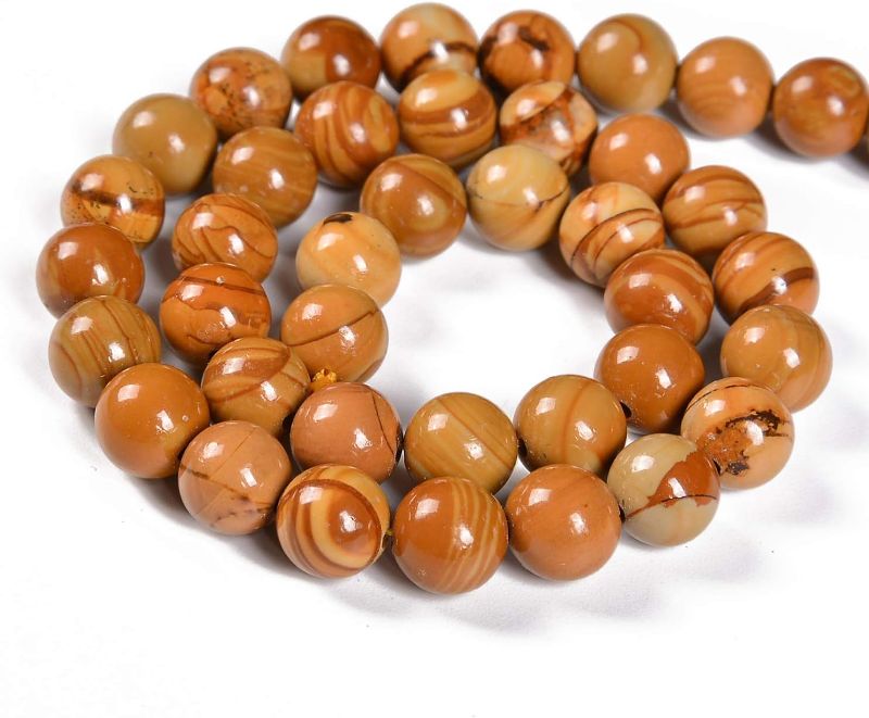 Photo 1 of Nancybeads 100pcs  Natural Woodgrain Jasper Gemstone Round Spacer Loose Stone Beads for Jewelry Making 1 Strand (Woodgrain 100 Beads)
