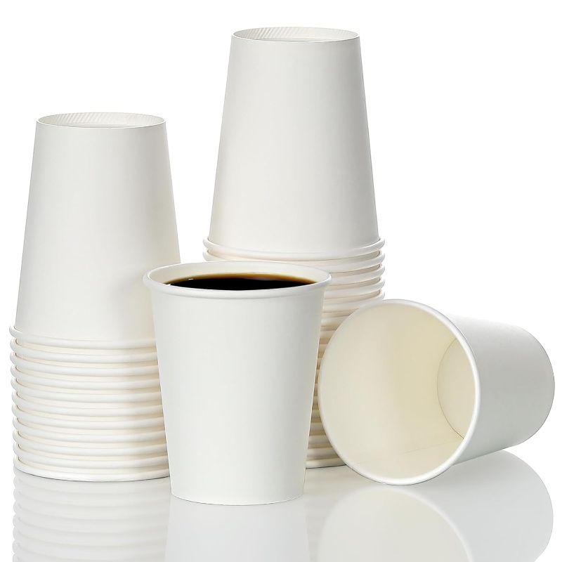 Photo 1 of AOZITA 50 Pack 8 oz Coffee Cups, Paper Cups, Disposable Hot/Cold Beverage Drinking Cup for Water, Juice, Coffee, Tea
