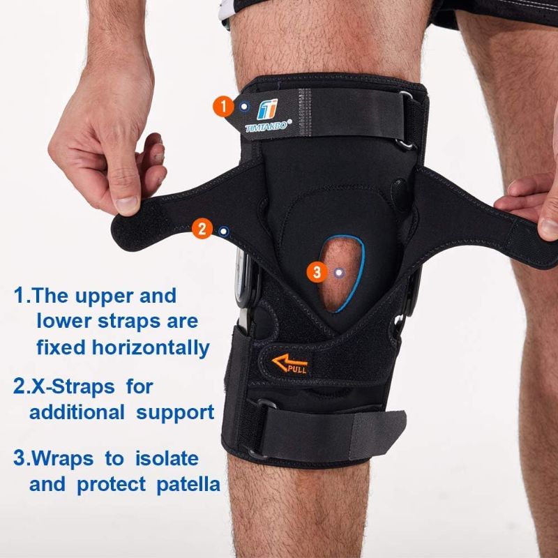 Photo 3 of T TIMTAKBO Hinged Knee Brace for Knee Pain Relieve,GEL Patella Support with Removable Dual Side Stabilizers,Knee Support for Meniscus Tear,Relieves ACL,Arthritis(M fit Upper 18-19.5"/Lower 14-16")
