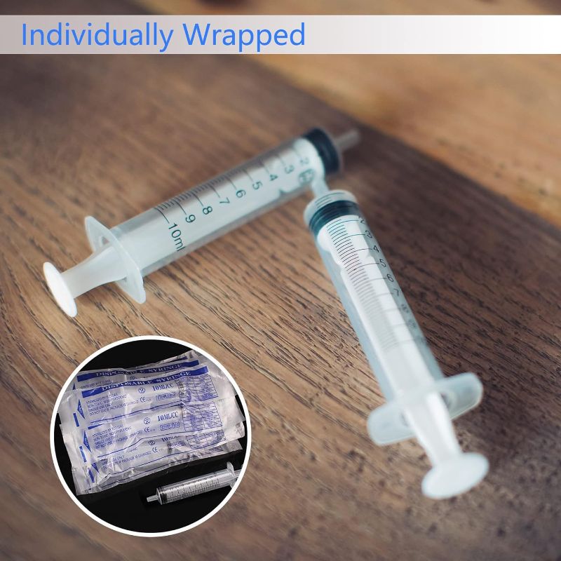 Photo 1 of BH Supplies 10ml Luer Slip Tip Syringes (No Needle) 5PCS - Sterile, Individually Wrapped - 5 Syringes
