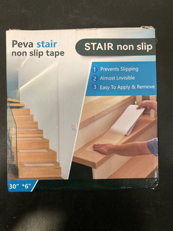 Photo 5 of Transparent Non-Slip Stair Treads Tape for Wooden Steps  Count Clear Safety Anti Slip Stair Grips PEVA Non Skid Tape for Wood Floors Prevent Slippery Surfaces
