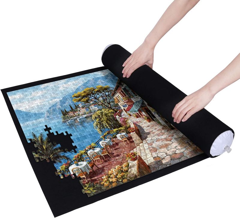 Photo 2 of Becko Puzzle Mat Roll Up Puzzle Mats for Jigsaw Puzzles Puzzle Roll Up Mat Puzzle Board Puzzle Keeper Puzzle Storage with Drawstring Storage Bag for Up to 1500 Pieces
