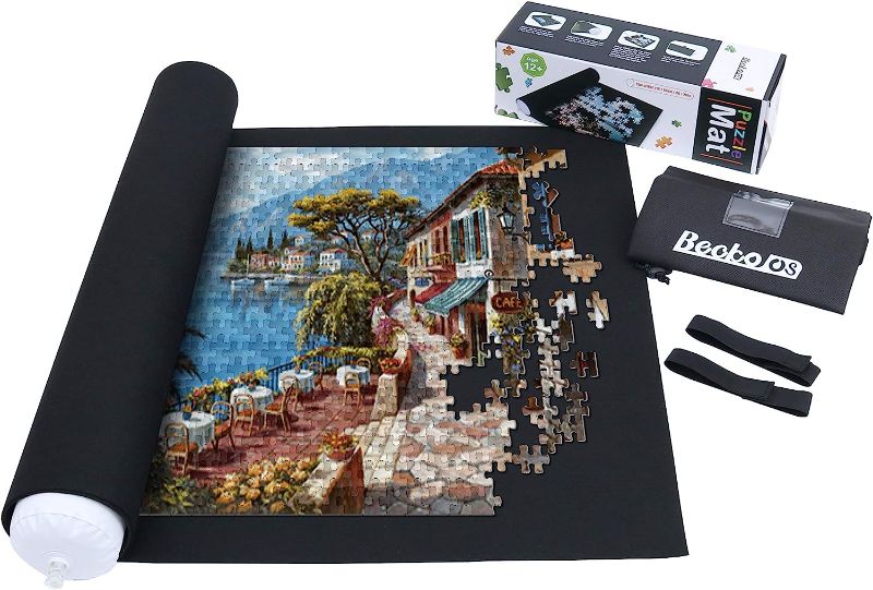 Photo 1 of Becko Puzzle Mat Roll Up Puzzle Mats for Jigsaw Puzzles Puzzle Roll Up Mat Puzzle Board Puzzle Keeper Puzzle Storage with Drawstring Storage Bag for Up to 1500 Pieces
