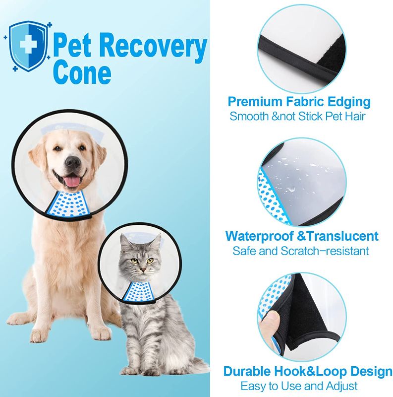 Photo 3 of Supet Dog Cone Adjustable Pet Cone Pet Recovery Collar Comfy Pet Cone Collar Protective Collar for After Surgery Anti-Bite Lick Wound Healing Safety Practical Plastic E-Collar
