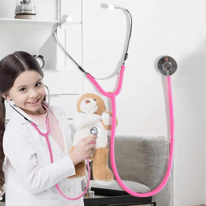 Photo 4 of MorTime Dual Head Stethoscope, Real Working Stethoscope for Kids Cosplay, Educational Equipment, Pink (1 pc)
