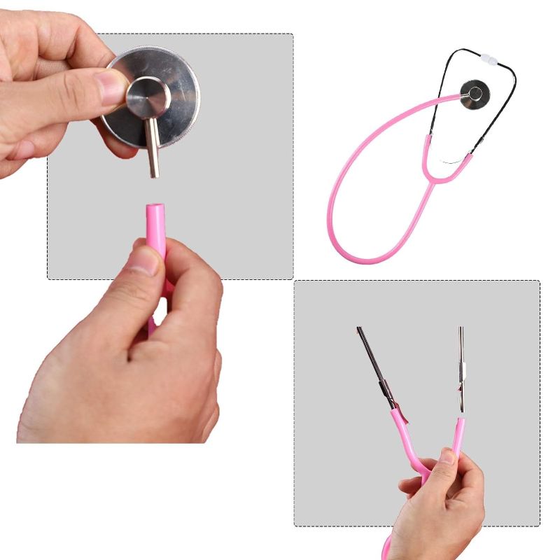 Photo 3 of MorTime Dual Head Stethoscope, Real Working Stethoscope for Kids Cosplay, Educational Equipment, Pink (1 pc)
