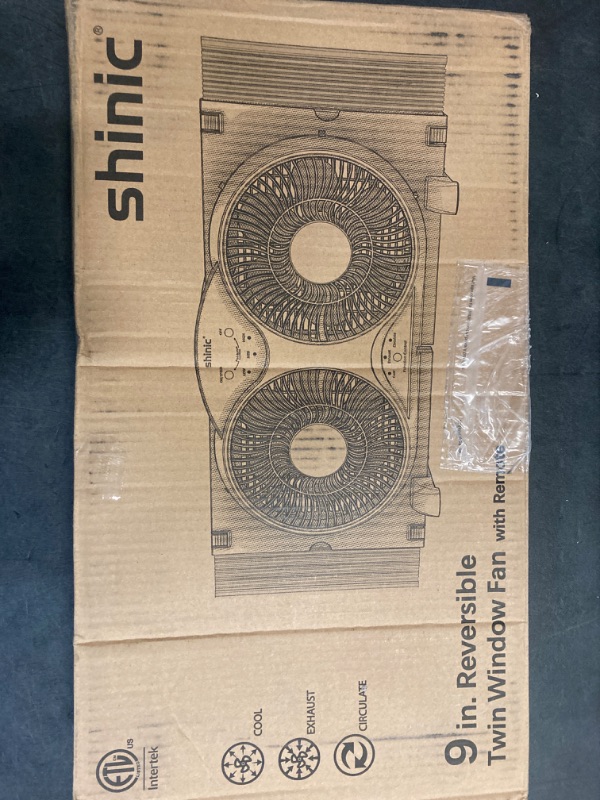 Photo 5 of SHINIC Window Fan with Reversible Airflow Quiet, Twin 9" Blades, Full Remote Control, 3 Functions-3 Speeds, Bathroom Kitchen Window Exhaust Fan, Width...
