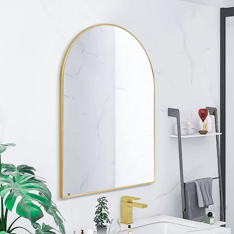 Photo 3 of Design House Maeve 30" x 20" Arched Flat Aluminum Wall Mounted Accent Mirror-   CONTAINS BROKEN MIRROR 