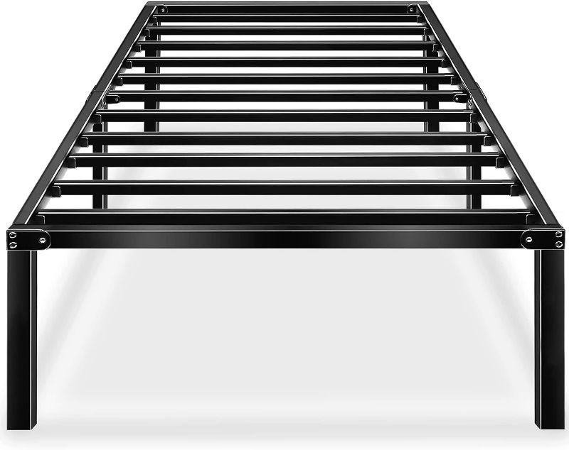 Photo 1 of Mellow 18" Metal Platform Bed Frame, Heavy-Duty Steel Slats, Black, Twin