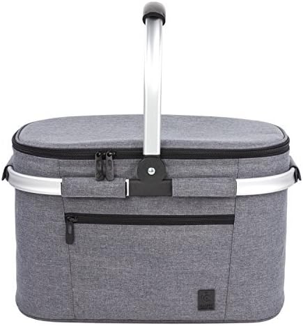 Photo 1 of ALLCAMP Insulated Cooler Bag Portable Collapsible Picnic Basket Cooler with Sewn in Frame (Medium Gray)
