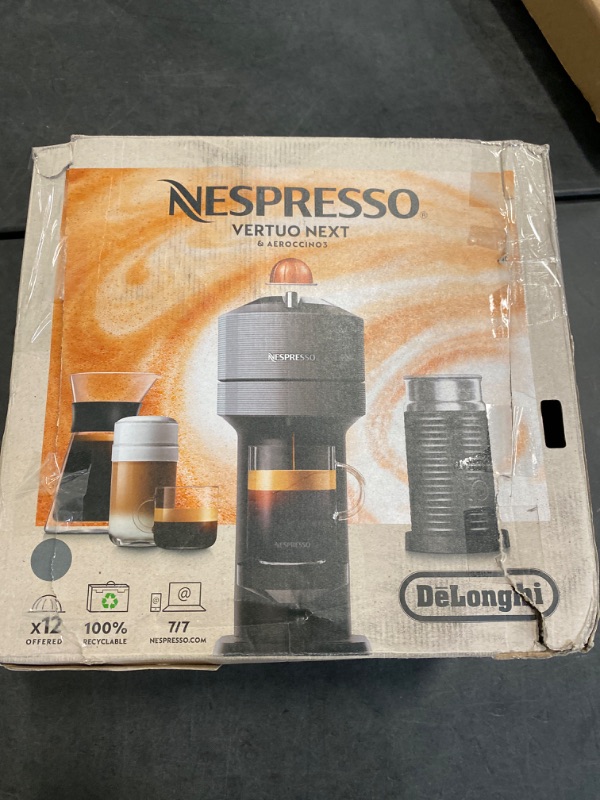 Photo 7 of Nespresso Vertuo Next Coffee and Espresso Machine by Breville with Milk Frother, 18 ounces, Light Grey/ BOX HAS BEEN OPENED MAY BE MISSING PARTS