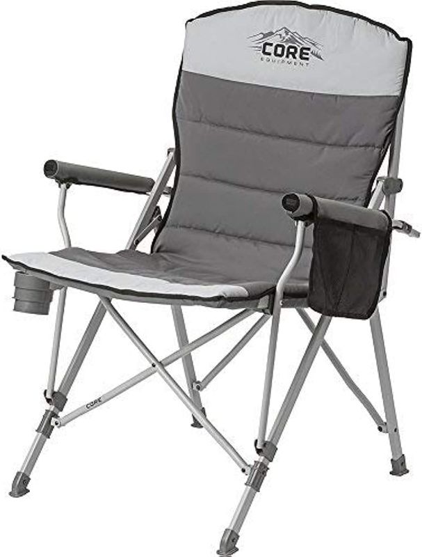 Photo 1 of CORE 40021 Equipment Folding Padded Hard Arm Chair with Carry Bag, steel, polyester, Gray
