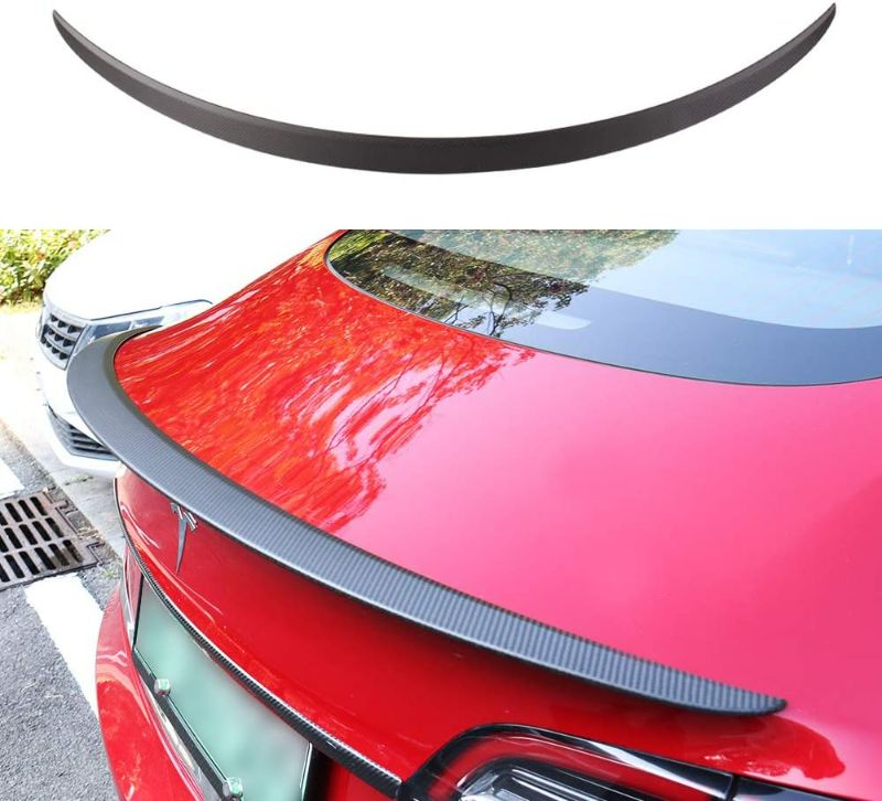 Photo 1 of ThinSGO Tesla Model 3 Real Carbon Fiber Spoiler Model 3 Trunk Lip Spoiler Exterior Rear Spoiler Kit for Tesla Model 3 2017-2022
