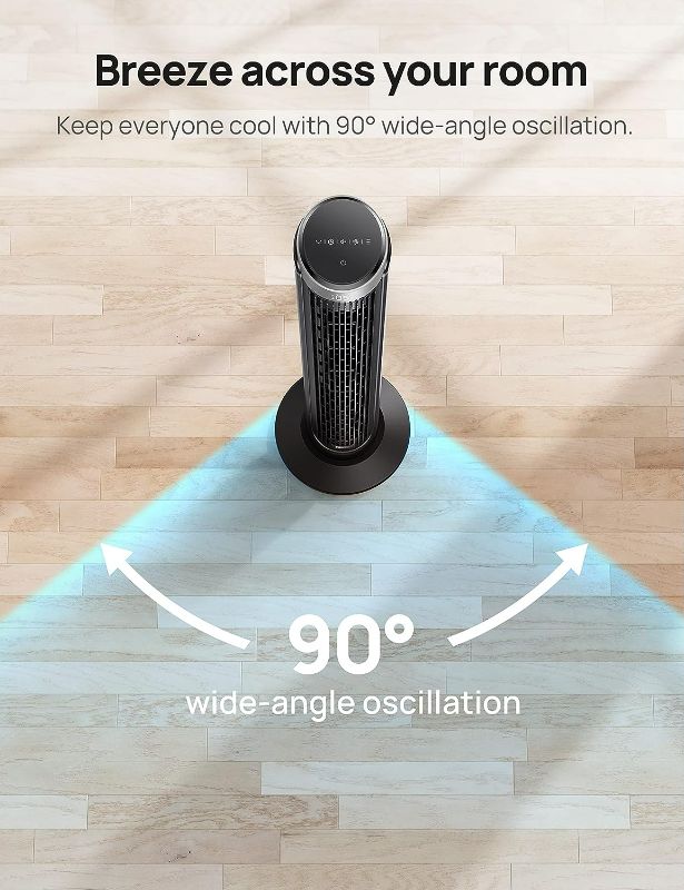 Photo 3 of Tower Fan for Home, 90° Oscillating Fans for indoors, 4 Modes 5 Speeds, 12H Timer, Space-Saving, LED Display with Touch Control, 40 Inch Quiet Bladeless Standing Floor Fan for bedroom Office
