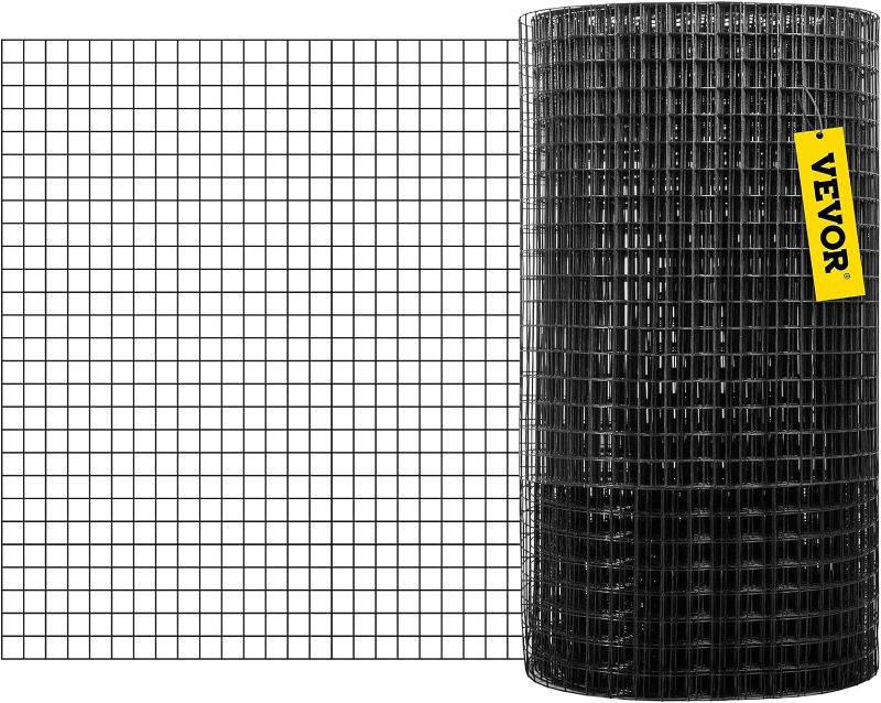 Photo 1 of VEVOR Hardware Cloth, 48" x 50' & 1"x1" Mesh Size, Galvanized Steel Vinyl Coated 16 Gauge Chicken Wire Fencing w/A Cutting Plier & A Pair of Fabric Gloves, for Garden Fencing & Pet Enclosures, Black
