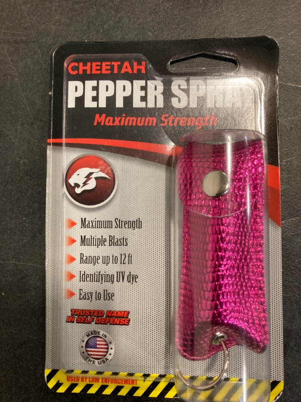 Photo 1 of Self Defense Pepper Spray - 1/2 oz Compact Size Maximum Strength Police Grade Formula Best Self Defense Tool for Women W/Leather Pouch Keychain- SNAKE HOT PINK
