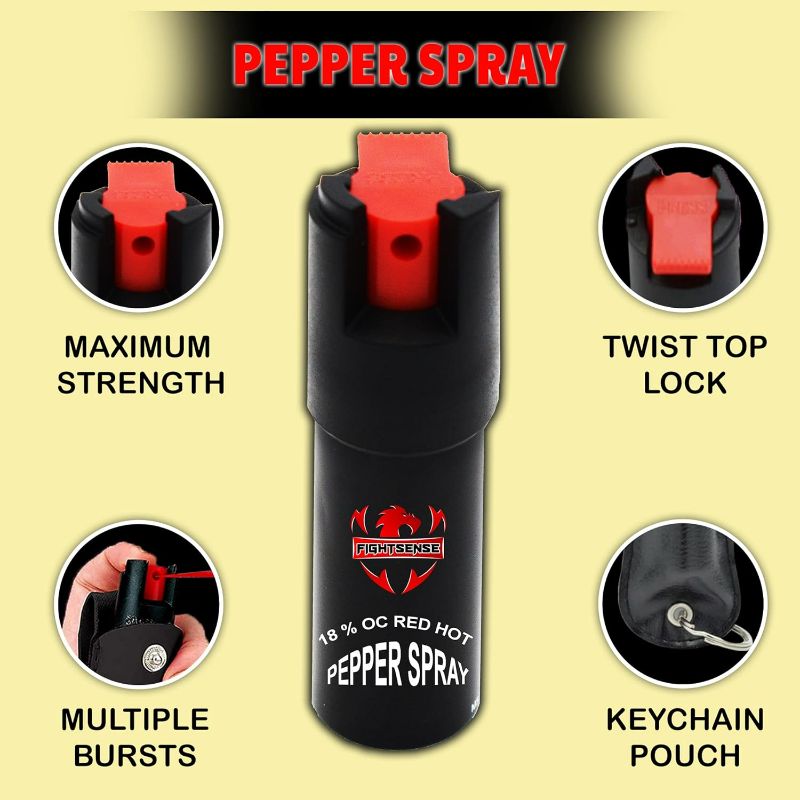 Photo 3 of Self Defense Pepper Spray - 1/2 oz Compact Size Maximum Strength Police Grade Formula Best Self Defense Tool for Women W/Leather Pouch Keychain- SNAKE HOT PINK
