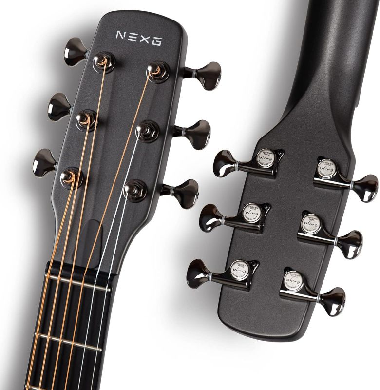 Photo 3 of Enya NEXG Acoustic-Electric Carbon Fiber Audio Guitar Smart Acustica Guitarra for Adults with 50W Wireless Speaker, Preamp, Wireless Microphone, Hi-Fi Monitor Earphones, Strap, and Case(Black)
