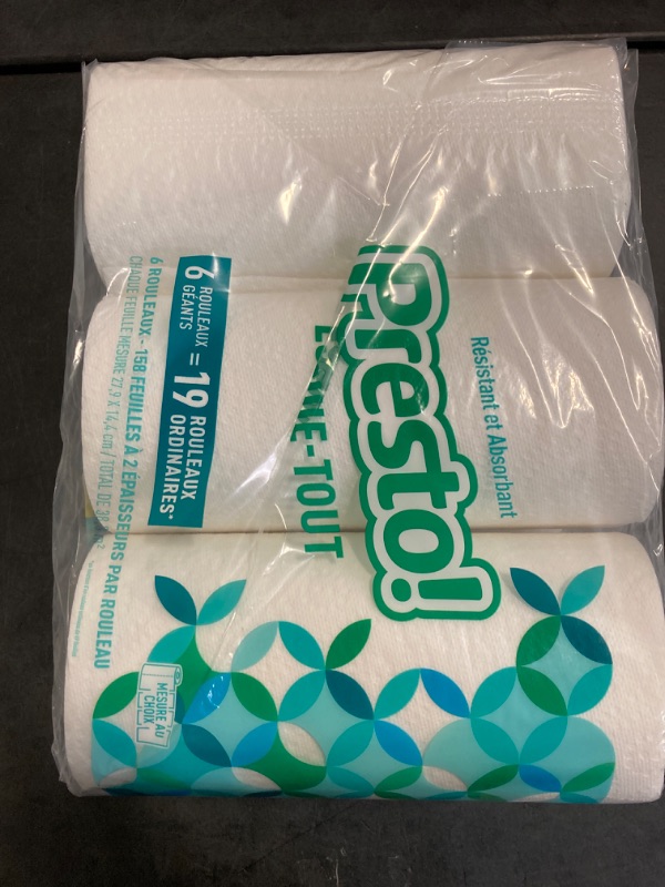 Photo 5 of Amazon Brand - Presto! Flex-a-Size Paper Towels, 158 Sheet Huge roll, 6 Rolls, Equivalent to 19 Regular Rolls, White
