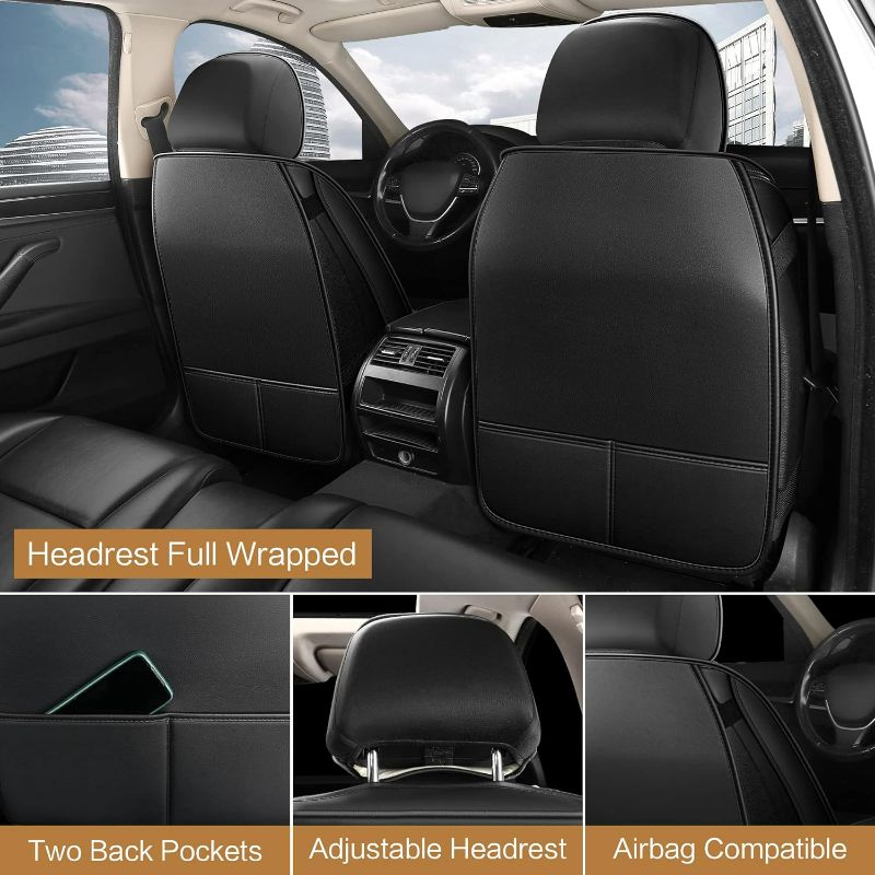 Photo 1 of Pariitadin Leather Car Seat Covers Full Pair, Waterproof Faux Leather Seat Covers for Cars, Non-Slip Car Interior Covers Universal Fit for Most Cars Sedans Trucks SUVs, Black/Red Line
