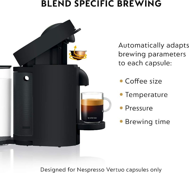 Photo 2 of Nespresso VertuoPlus Coffee and Espresso Machine by De'Longhi, 38 ounces, Matte Black
