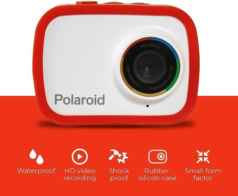 Photo 2 of Polaroid Sport Action Camera 720p 12.1mp, Waterproof Camcorder Video Camera with Built in Rechargeable Battery and Mounting Accessories, Action Cam for Vlogging, Sports, Traveling
