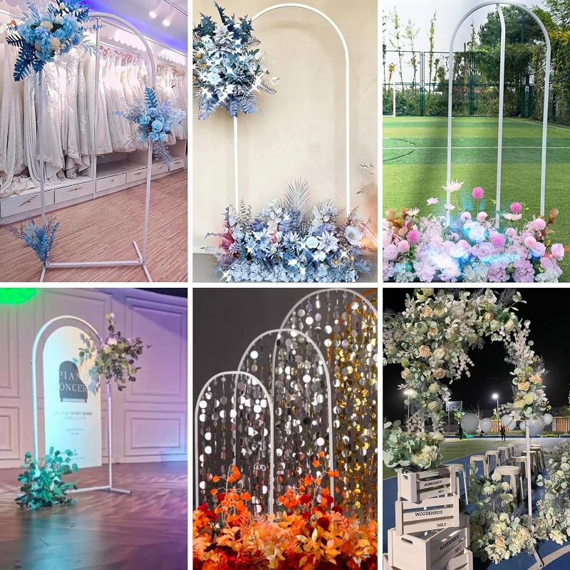 Photo 3 of White Metal Garden Arbor Wedding Arch Backdrop Stand for Parties Ceremony Backdrop Decoration, Flower Arch Frame Backdrop Balloon Arch Stand for.../ BOX HAS BEEN OPENED MAY BE MISSING PARTSS
