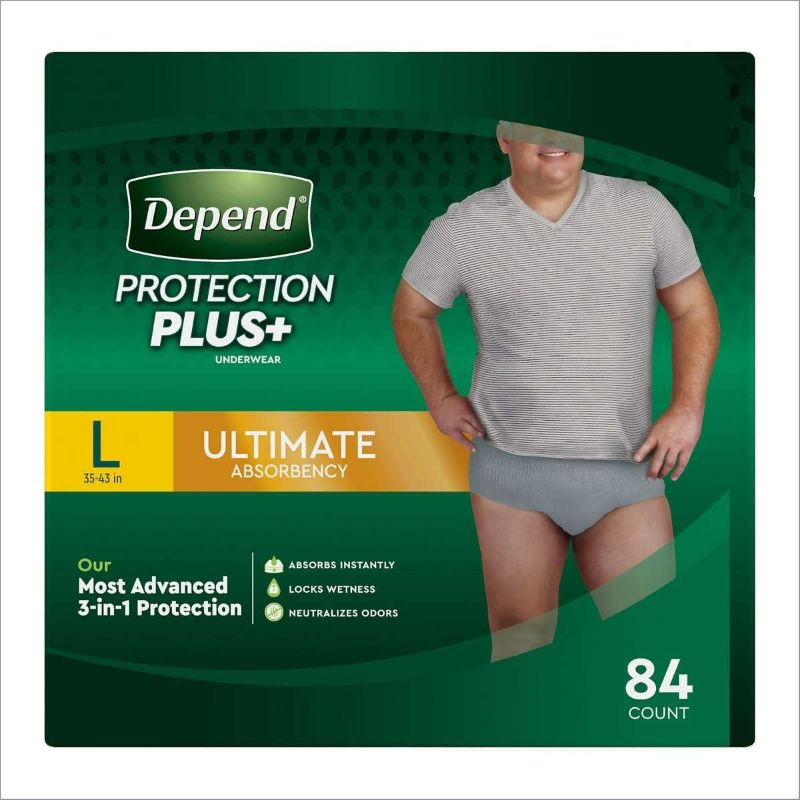 Photo 1 of Depend Protection Plus Ultimate Underwear for Men, Large (84 Count)
