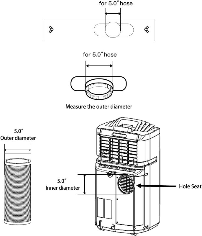 Photo 3 of Gulrear Portable AC Window Vent kit,Universal Portable Air Conditioner Window Kit with 3 Adjustable Slide Seal Plates and 5.0" Hose Adapter Adjust Length from 25.5" to 47" Sliding Window AC Vent Kit…
