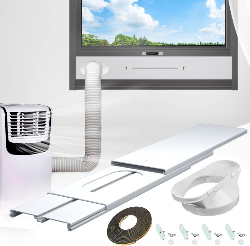 Photo 1 of Gulrear Portable AC Window Vent kit,Universal Portable Air Conditioner Window Kit with 3 Adjustable Slide Seal Plates and 5.0" Hose Adapter Adjust Length from 25.5" to 47" Sliding Window AC Vent Kit…
