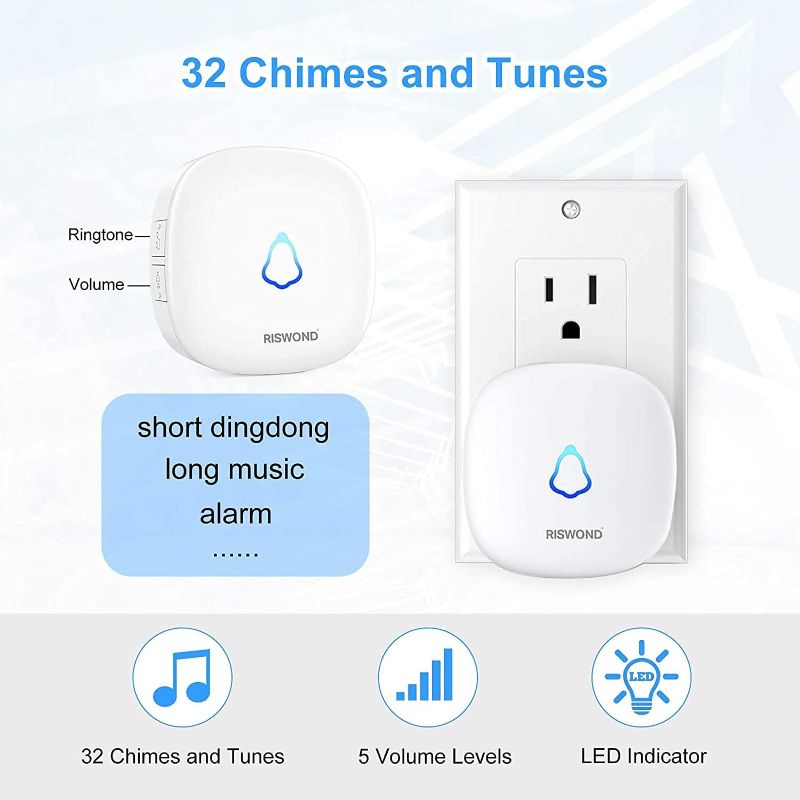 Photo 2 of Wireless Motion Sensor Door Chime: Business Entry Doorbell Indoor Motion Detector Buzzer (500Ft Range, 32 Tunes, 5 Level Volume) Store Entrance Alert Bell Bed Alarm for Elderly Dementia Patients
