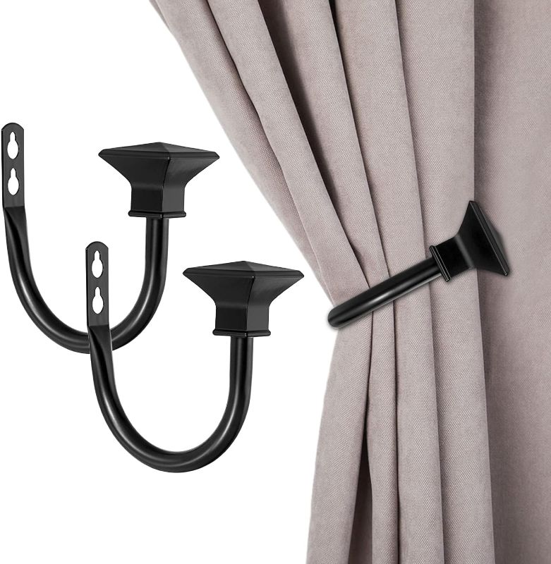 Photo 1 of KAMANINA- Curtain Holdbacks Black 2pcs, Curtain Tiebacks Wall Mounted Curtain Hooks Holders for Drapes
