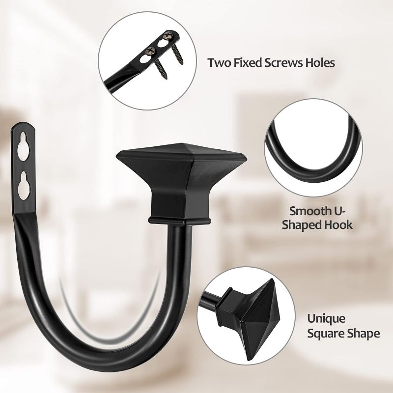 Photo 2 of KAMANINA- Curtain Holdbacks Black 2pcs, Curtain Tiebacks Wall Mounted Curtain Hooks Holders for Drapes
