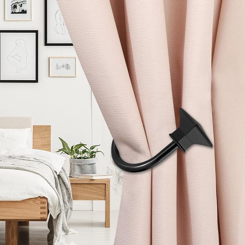 Photo 3 of KAMANINA- Curtain Holdbacks Black 2pcs, Curtain Tiebacks Wall Mounted Curtain Hooks Holders for Drapes
