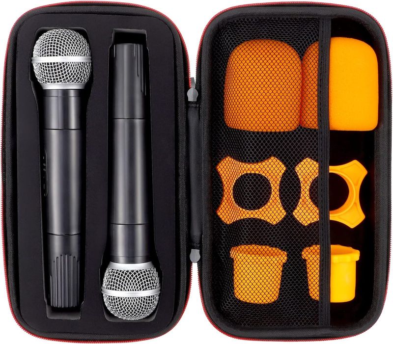 Photo 1 of Dual Mic Bag:Wireless Handheld Microphone Case Portable Microphone Storage Bag,with EVA Hard Shell Exterior&Sponge Padded Interior,Case Only
