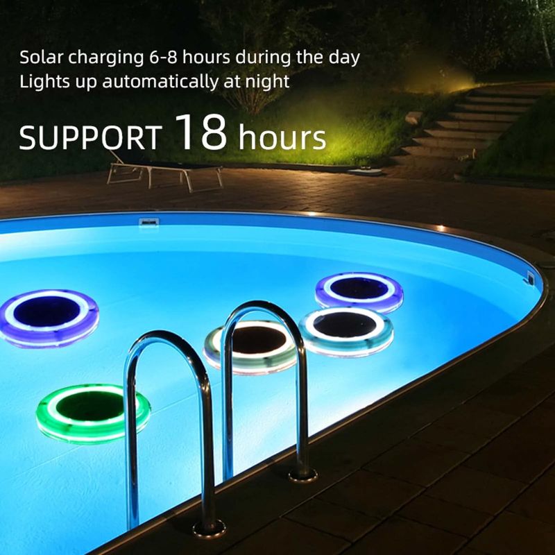 Photo 3 of LILONZON Outdoor IP68 Solar Floating Pool Led Lights, Pool Lights Solar Powered Waterproof Pond Light with Solar Pool Lights Waterproof Outdoor Garden Decoration Lights(White Light 2Pack)

