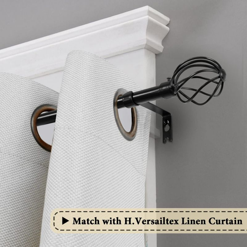 Photo 2 of H.VERSAILTEX Window Curtain Rods for Windows 28 to 48 Inches Adjustable Decorative 3/4 Inch Diameter Single Window Curtain Rod Set with Twisted Cage Finials...
