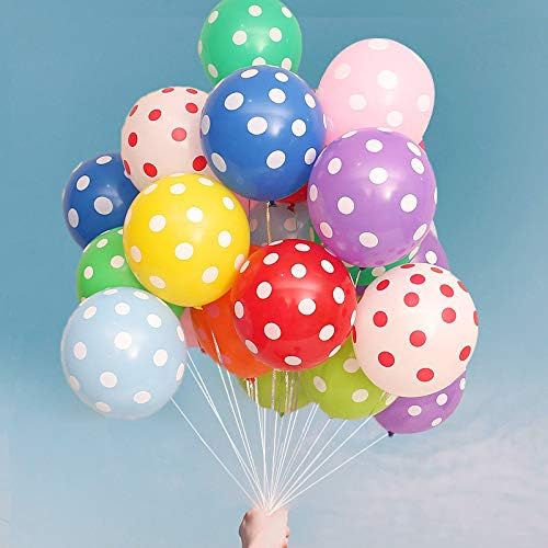 Photo 1 of 50 PCS Assorted Color Latex Balloons 12 inches Polka Dot Balloons Decorations for Birthday Party Wedding Baby Shower Supplies
