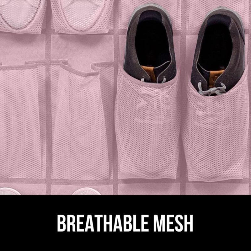 Photo 5 of Gorilla Grip Slip Resistant Breathable Space Saving Mesh Large 24 Pocket Shoe Organizer, Up to 40 Pounds, Over the Door, Sturdy Closet Storage Rack Hangs on...

