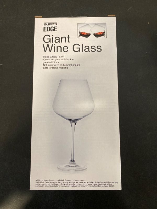 Photo 6 of JOUNEYS EDGE | Wine Glasses Set of 1 | Hand Blown Italian Style Crystal Clear Glass with Stem | Red Wine Glasses Lead-Free Premium glasses as gift sets (32 oz)
