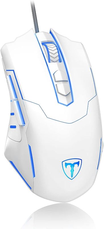 Photo 1 of WEEMSBOX Gaming Mouse, Wired Gaming Mice [Breathing RGB LED] [Plug Play] High-Precision Adjustable 7200 DPI, 7 Programmable Buttons, Ergonomic Computer USB Mouse for Windows/PC/Mac/Laptop Gamer-White
