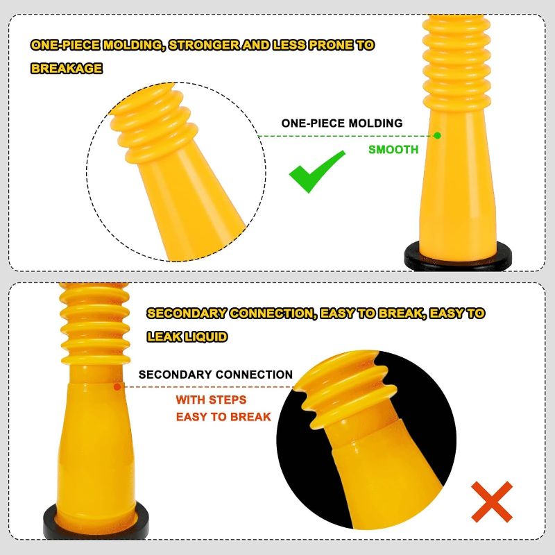 Photo 3 of Gas Can Spout Replacement,Gas Can Nozzle,(3 Kit-Yellow) with 6 Screw Collar Caps(3 Coarse Thread &3 Fine Thread-Fits Most of The Cans) with Gas Can Vent Caps,Thick Rubber pad,Spout Cover,Base Caps
